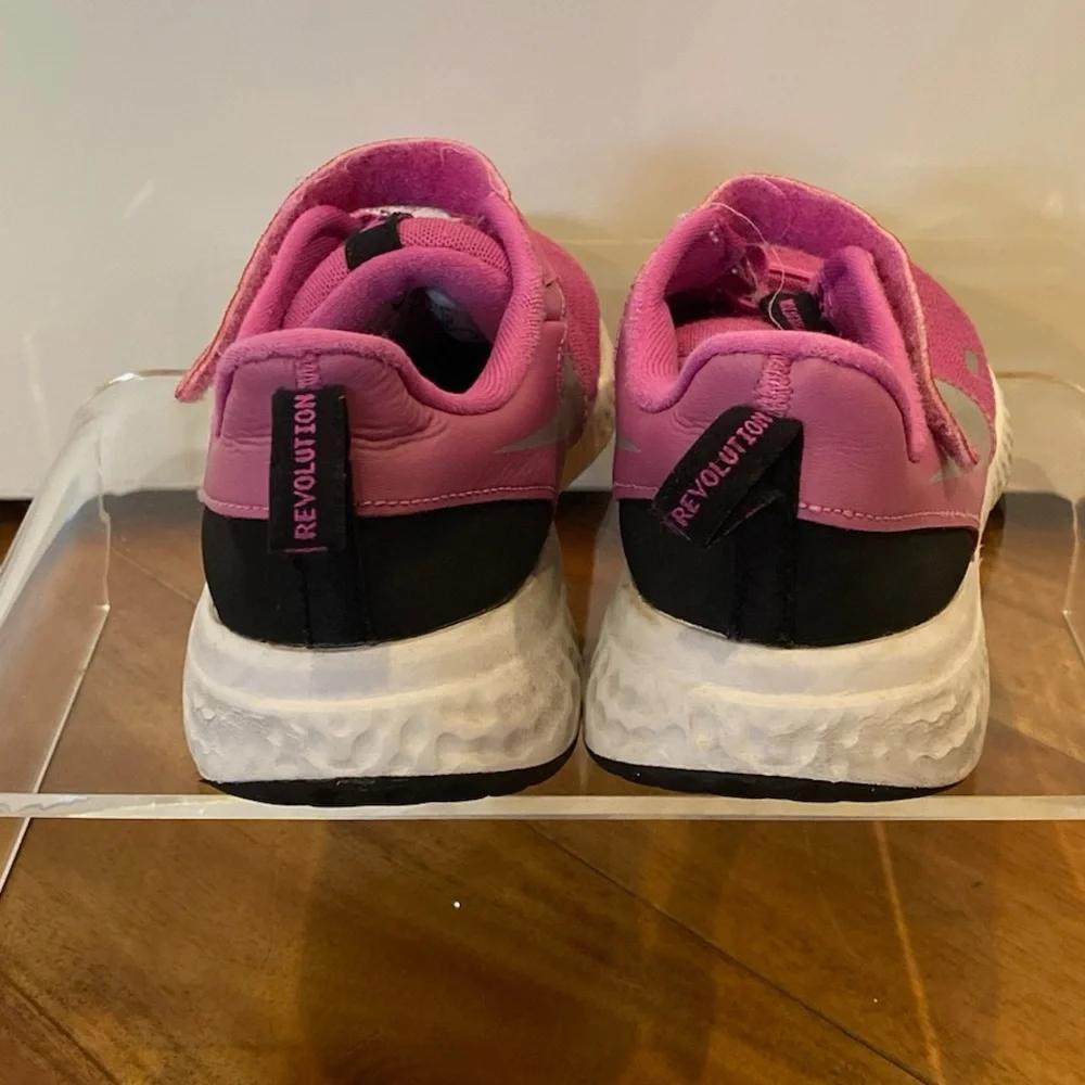 Nike Revolution Pink Sneakers with Velcro Strap Size 2 - Picture 5 of 7